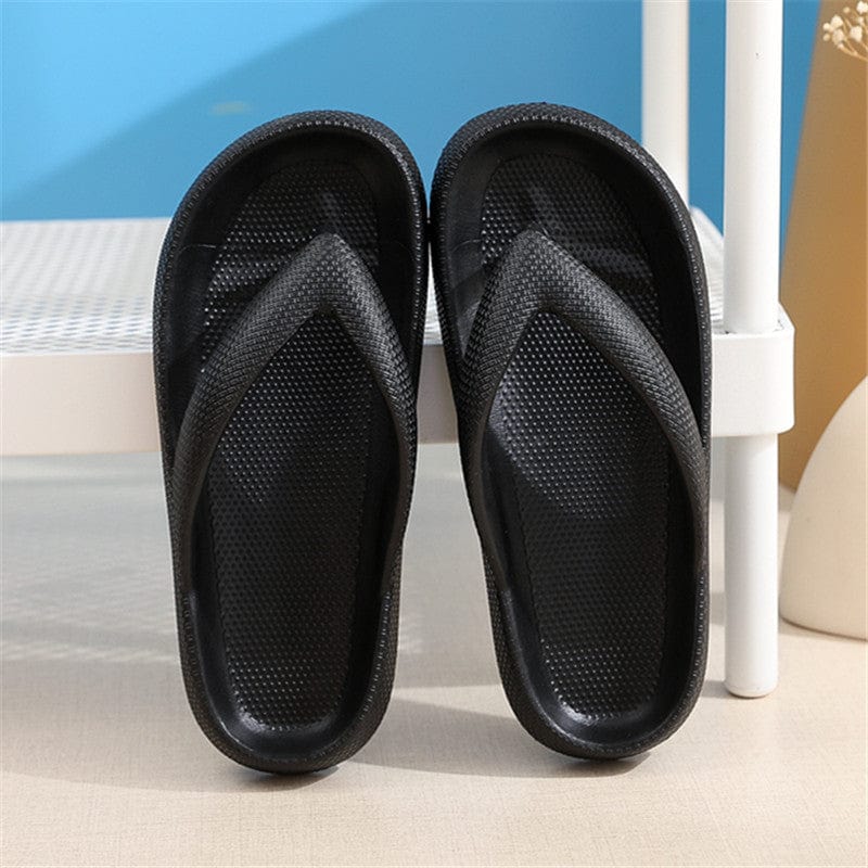 Clip Toe Shoes Eva Non-Slip Slippers Soft Sole Flip Flops Women Thick Bottom Bathroom Slides Summer shoes fashion novaa Black 36and37