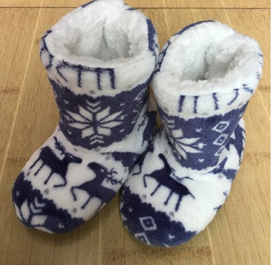 Christmas Elk Floor Shoes Indoor Socks Shoes Warm Plush House Slippers shoes fashion novaa Blue 25cm 36to38