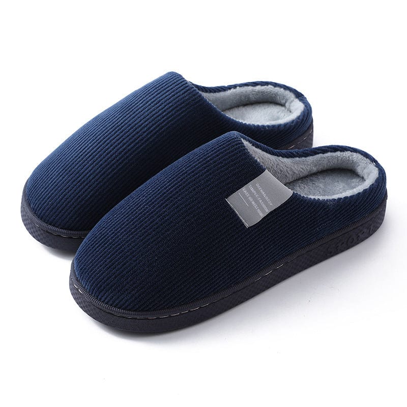 Indoor Corduroy Shoes Warm Plush Home Slipper Anti Slip Floor Bedroom Shoes Autumn Winter shoes fashion novaa Blue 42to43