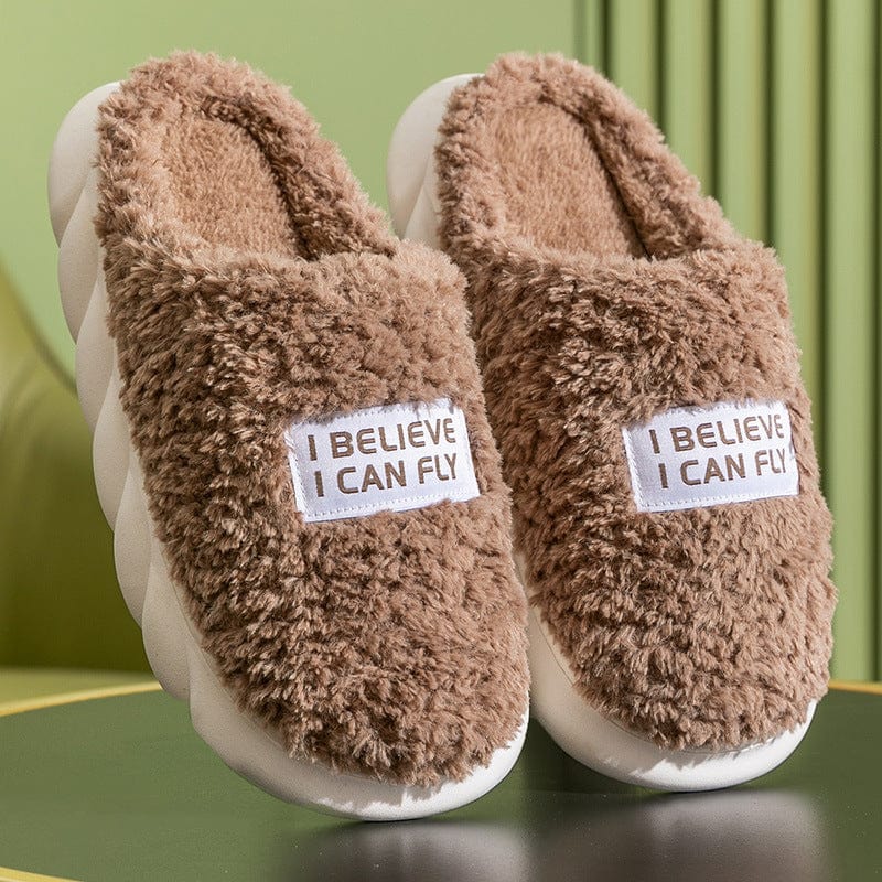 Warm Plush Slippers Home Shoes For Women Couple Winter Slippers shoes fashion novaa Brown 40to41