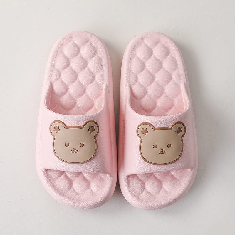 Bear Home Shoes Sole Bubble Design Massage Slippers Soft Bathroom Slippers shoes fashion novaa Cherry blossom powder 36to37