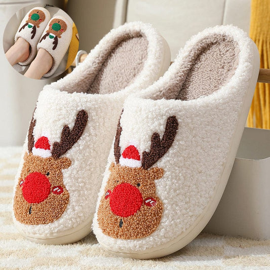 Christmas Shoes Winter Home Slippers Elk Soft Cozy Bedroom Slipper Slip On House Shoes shoes fashion novaa