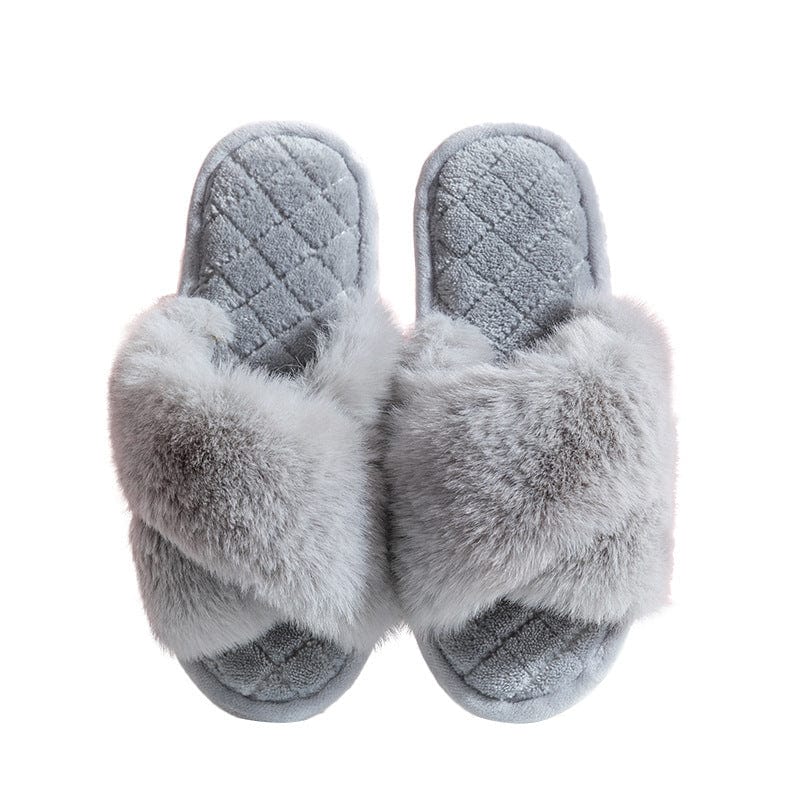 Cross-strap Furry Slippers Warm House Shoes For Women Winter Casual Flip Flops Fluffy Shoes Slides Soft Plush Home Indoor Slippers shoes fashion novaa