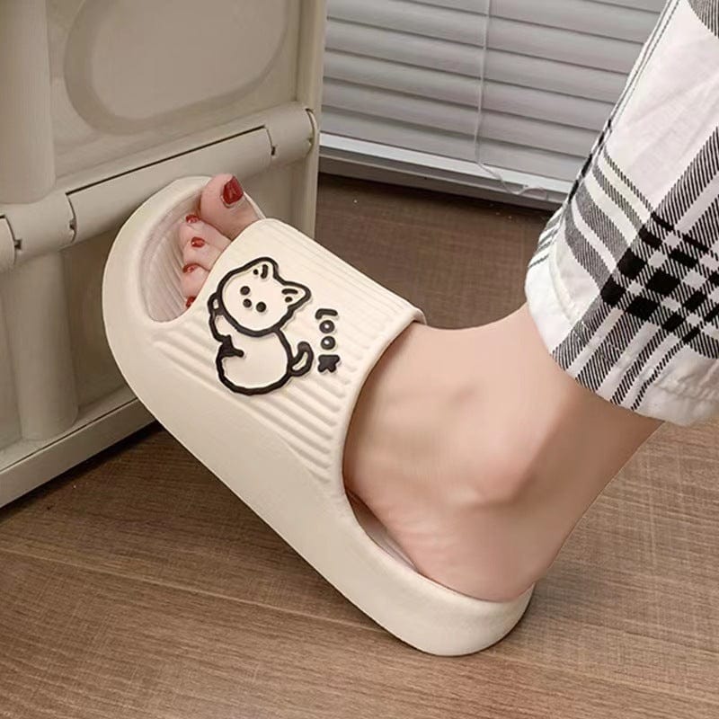 Cute Cat Slippers Summer Women Home Shoes Bath Thick Platform Non-Slip Slides Indoor Outdoor shoes fashion novaa