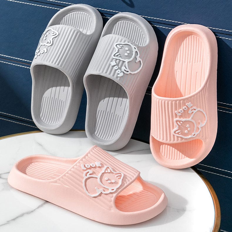 Cute Cat Slippers Summer Women Home Shoes Bath Thick Platform Non-Slip Slides Indoor Outdoor shoes fashion novaa
