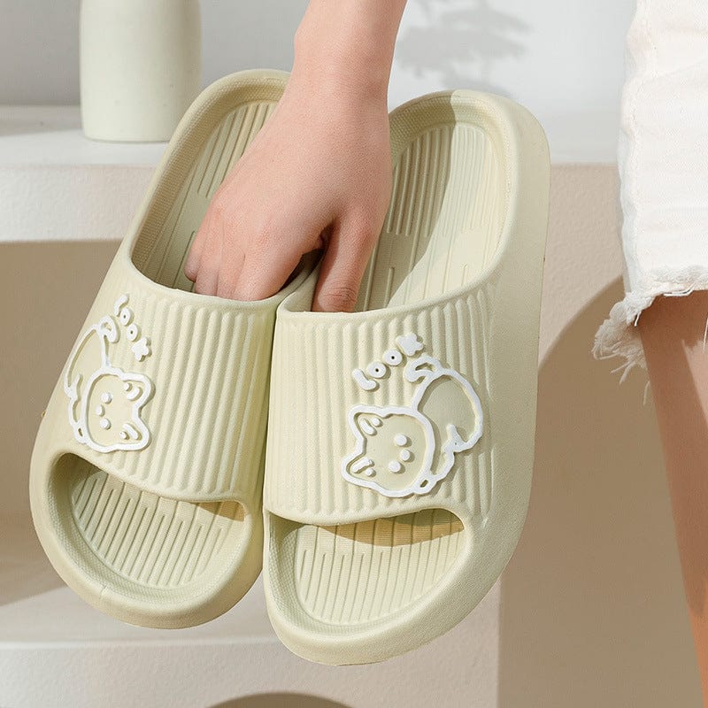 Cute Cat Slippers Summer Women Home Shoes Bath Thick Platform Non-Slip Slides Indoor Outdoor shoes fashion novaa