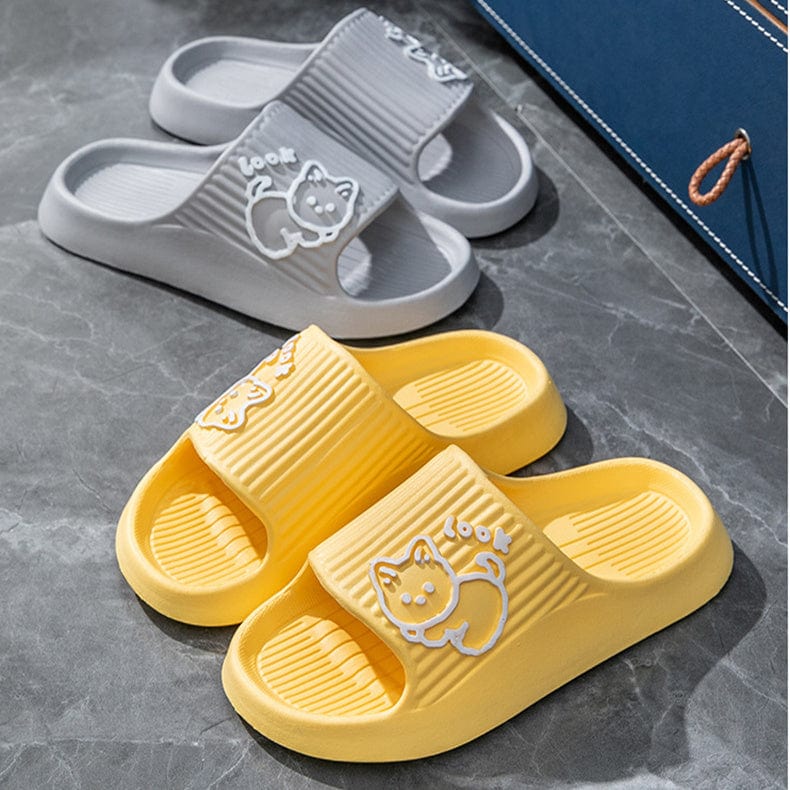 Cute Cat Slippers Summer Women Home Shoes Bath Thick Platform Non-Slip Slides Indoor Outdoor shoes fashion novaa