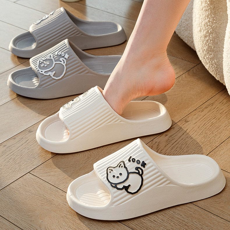 Cute Cat Slippers Summer Women Home Shoes Bath Thick Platform Non-Slip Slides Indoor Outdoor shoes fashion novaa