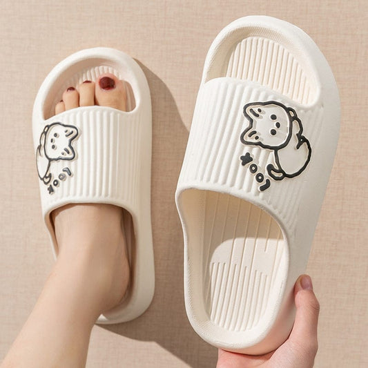 Cute Cat Slippers Summer Women Home Shoes Bath Thick Platform Non-Slip Slides Indoor Outdoor shoes fashion novaa
