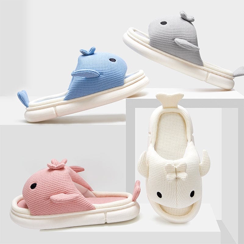 Cute Linen Shark Slippers For Indoor Home Shoes shoes fashion novaa