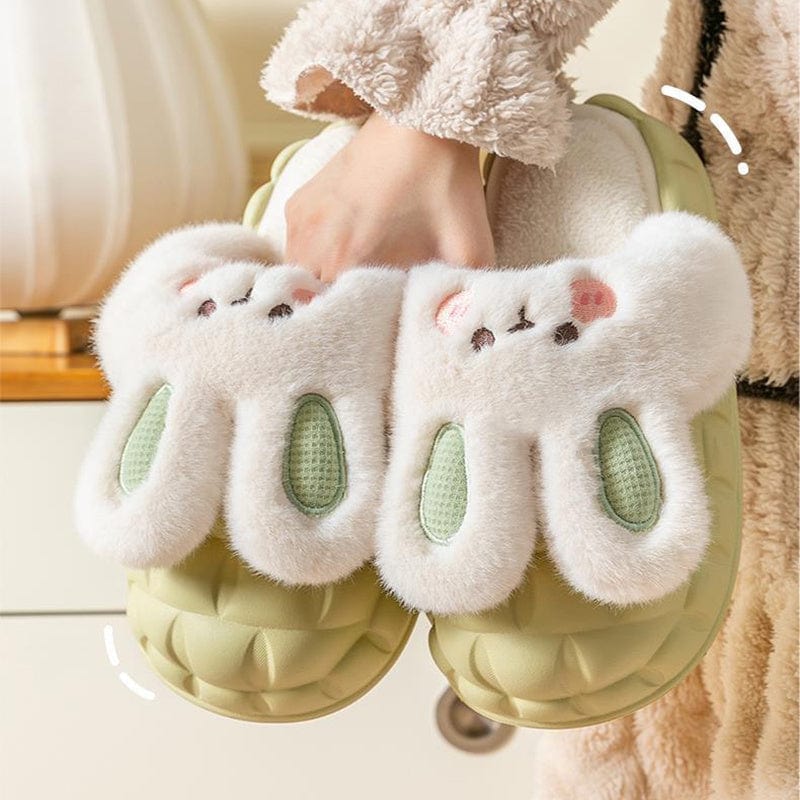 Cute Rabbit Shoes Winter Fuzzy Slippers Women Detachable Washable House Shoes shoes fashion novaa