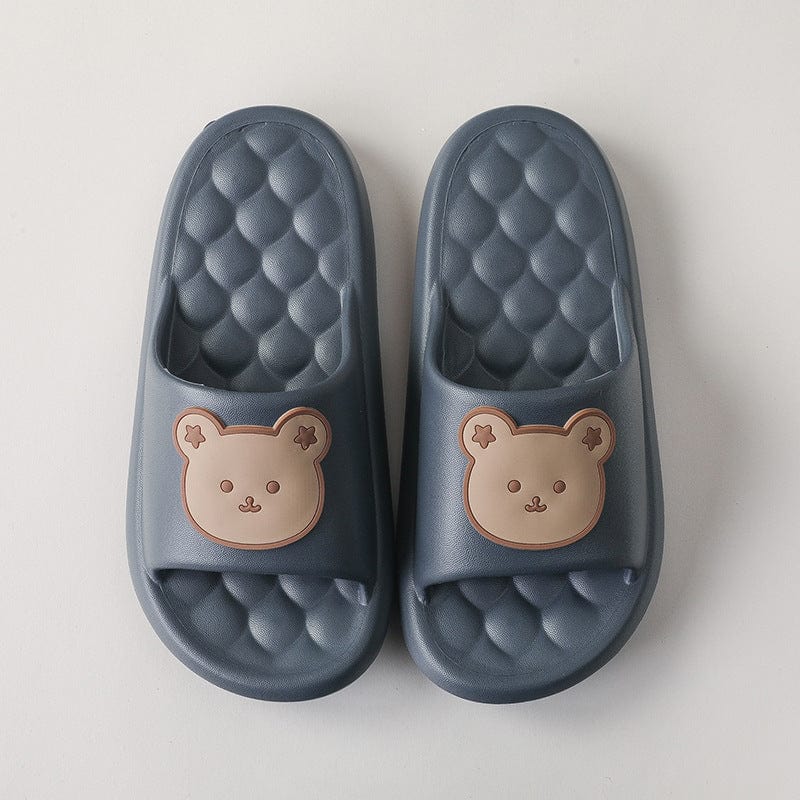 Bear Home Shoes Sole Bubble Design Massage Slippers Soft Bathroom Slippers shoes fashion novaa Dark gray 40to41