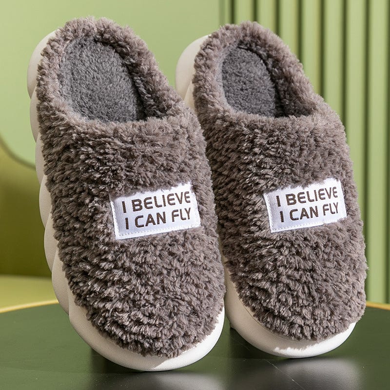 Warm Plush Slippers Home Shoes For Women Couple Winter Slippers shoes fashion novaa Dark grey 40to41