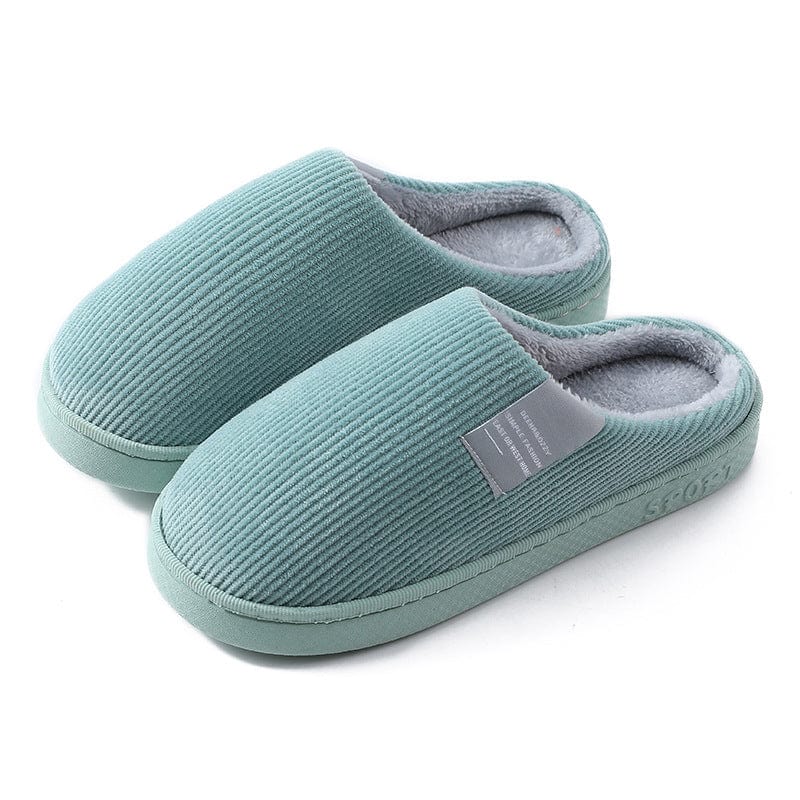 Indoor Corduroy Shoes Warm Plush Home Slipper Anti Slip Floor Bedroom Shoes Autumn Winter shoes fashion novaa Green 36to37