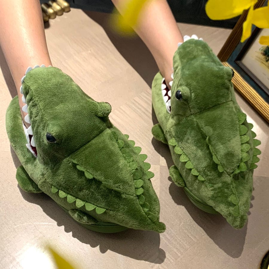 Slippers Cartoon Slippers Cute Animals Keep Warm shoes fashion novaa Green crocodile 34or36