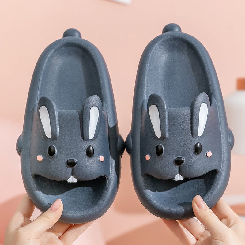 Cute Rabbit Slippers For Kids Women Summer Home Shoes Bathroom Slippers shoes fashion novaa Grey 30to31