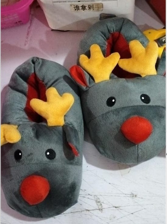 Christmas Shoes Cute Elk Home Slippers shoes fashion novaa Grey 36to37