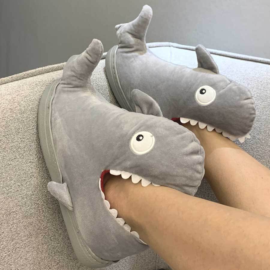 Slippers Cartoon Slippers Cute Animals Keep Warm shoes fashion novaa Grey whale 32or33