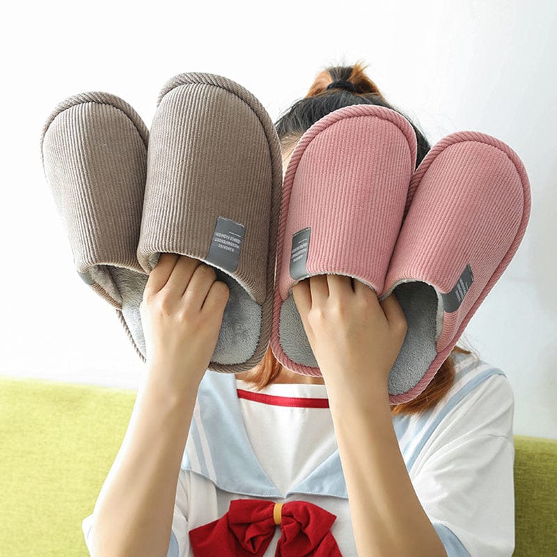 Indoor Corduroy Shoes Warm Plush Home Slipper Anti Slip Floor Bedroom Shoes Autumn Winter shoes fashion novaa