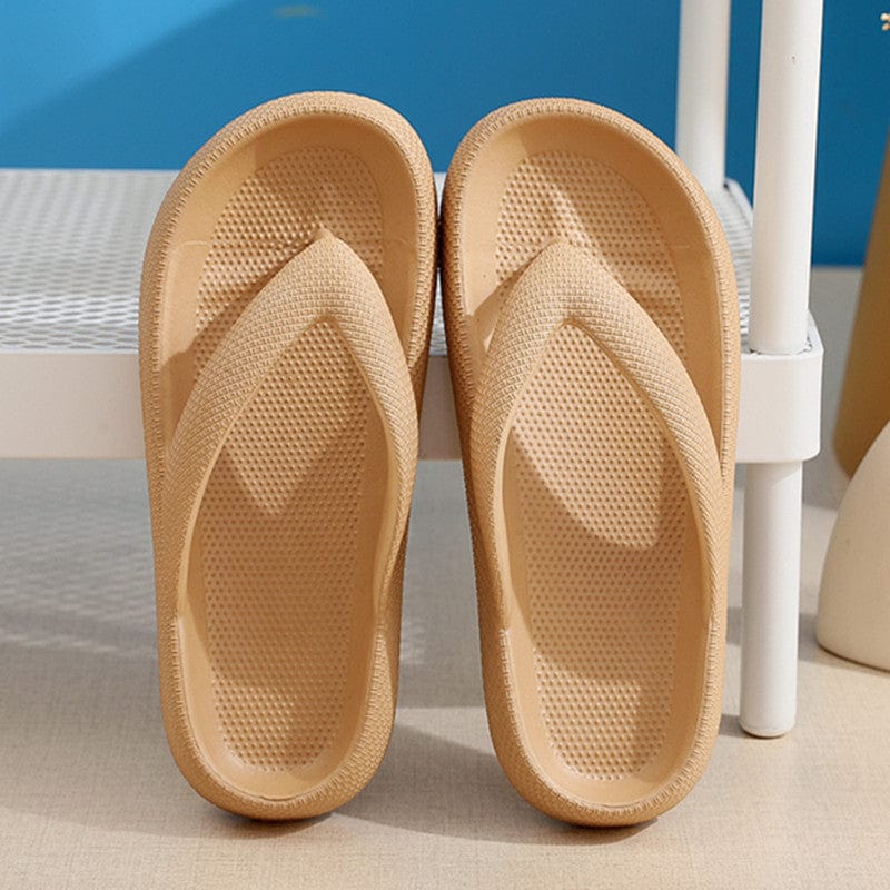 Clip Toe Shoes Eva Non-Slip Slippers Soft Sole Flip Flops Women Thick Bottom Bathroom Slides Summer shoes fashion novaa Khaki 36and37