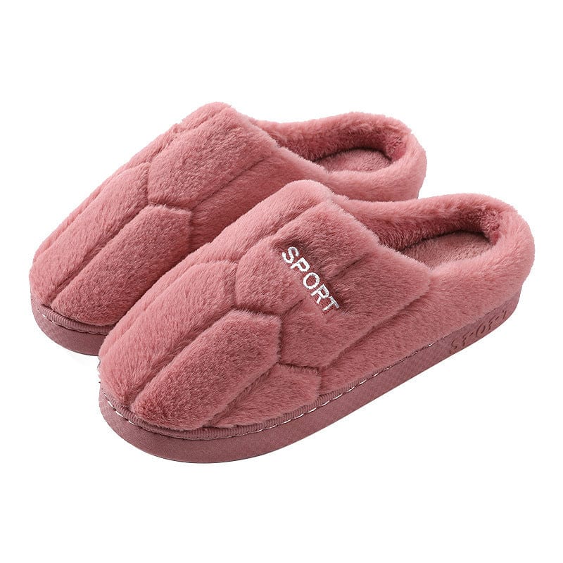 Unisex Slippers Cozy Plush House Slippers Warm Winter Slippers Indoor shoes fashion novaa Leather red 36to37