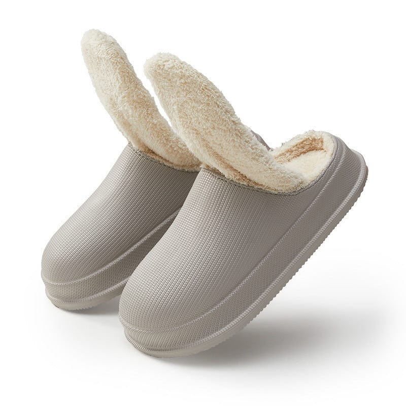 Men's And Women's Waterproof Warm Thick Bottom Non-slip Cotton Slippers shoes fashion novaa Light Grey 35or36