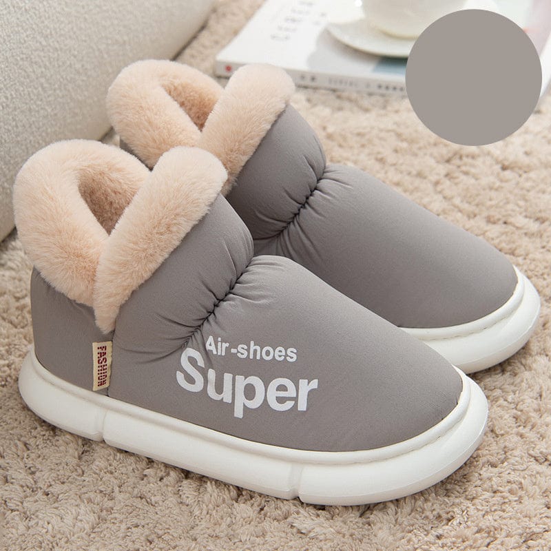 Warm House Shoes Plush Fleece High Back Heel Slippers Home Winter Warm Couple Shoes shoes fashion novaa Light grey 36to37