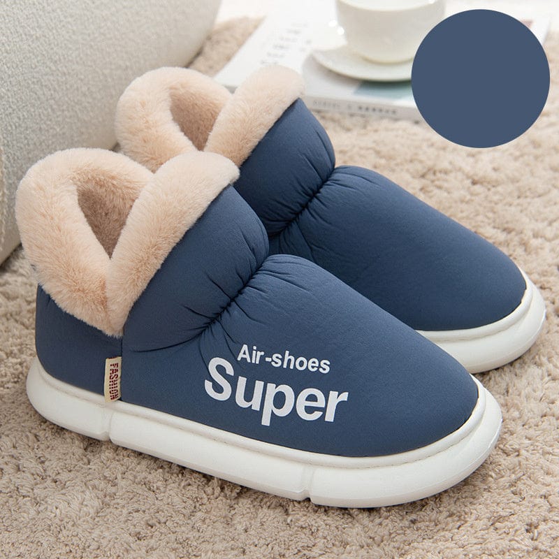 Warm House Shoes Plush Fleece High Back Heel Slippers Home Winter Warm Couple Shoes shoes fashion novaa Navy blue 41to42