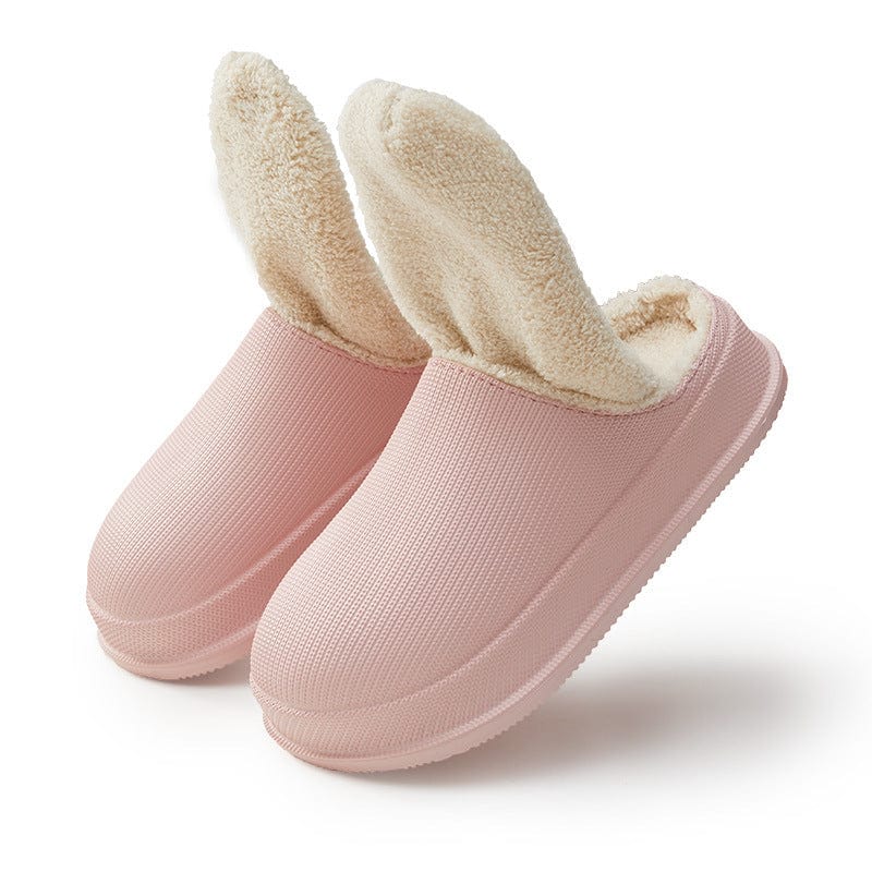 Men's And Women's Waterproof Warm Thick Bottom Non-slip Cotton Slippers shoes fashion novaa Pink 35or36