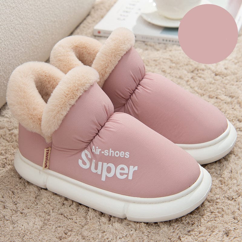 Warm House Shoes Plush Fleece High Back Heel Slippers Home Winter Warm Couple Shoes shoes fashion novaa Pink 36to37
