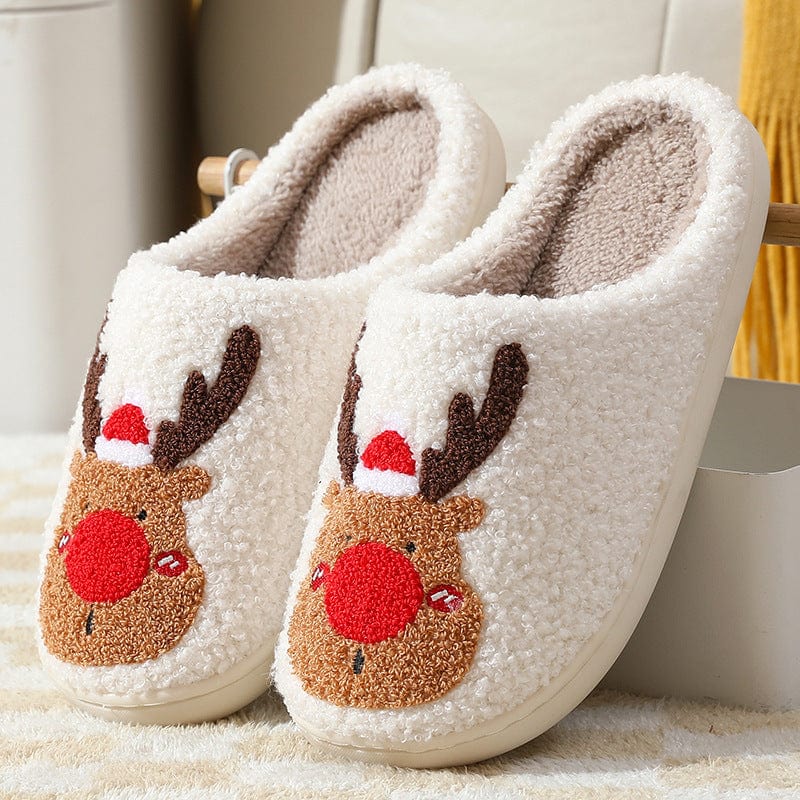 Winter Warm Home Christmas Elk Cotton Slippers shoes fashion novaa Red 37.38