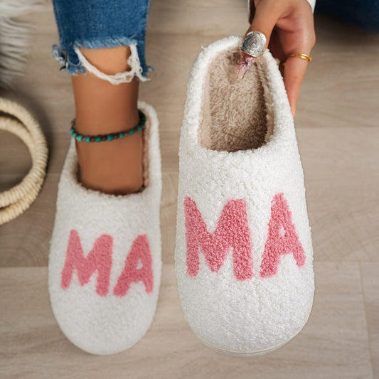 Warm And Cozy MAMA Christmas Gift Plush Cotton Slippers Thick Non-Slip Sole Indoor Slippers Shoes shoes fashion novaa