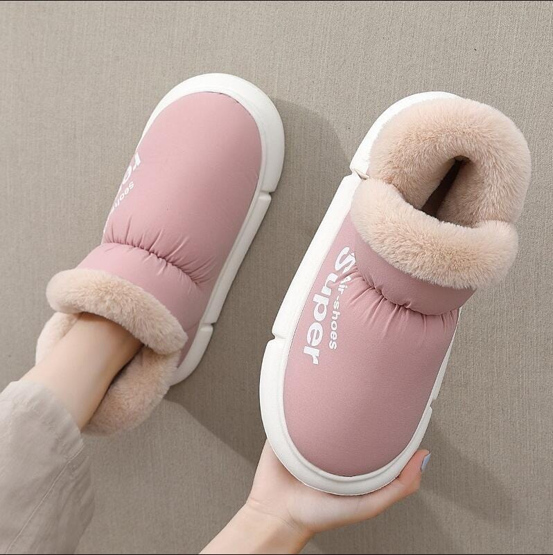 Warm House Shoes Plush Fleece High Back Heel Slippers Home Winter Warm Couple Shoes shoes fashion novaa