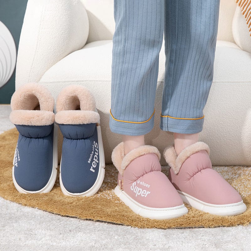 Warm House Shoes Plush Fleece High Back Heel Slippers Home Winter Warm Couple Shoes shoes fashion novaa
