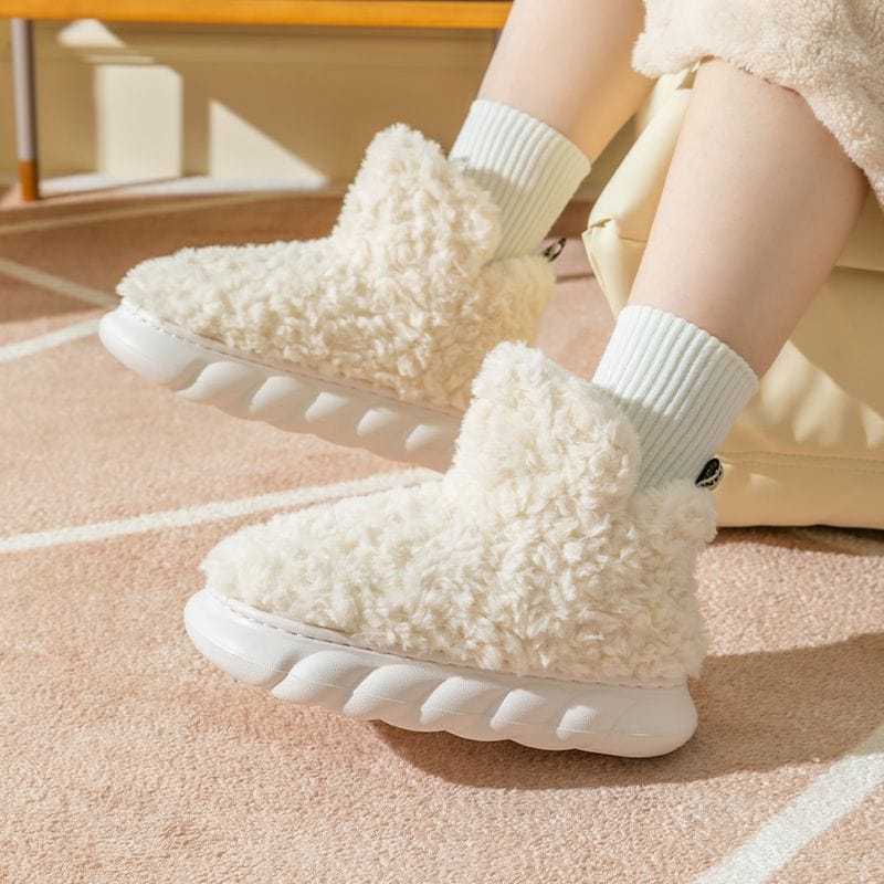 Winter Package Heeled Waterproof Home Indoor And Outdoor Wear Cute High Helper Cotton Slippers shoes fashion novaa White 36or37
