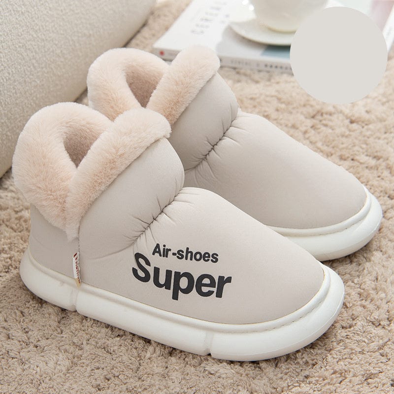 Warm House Shoes Plush Fleece High Back Heel Slippers Home Winter Warm Couple Shoes shoes fashion novaa White 36to37