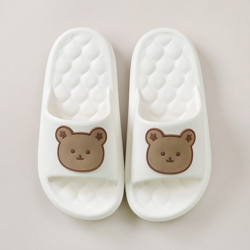 Bear Home Shoes Sole Bubble Design Massage Slippers Soft Bathroom Slippers shoes fashion novaa White 38to39