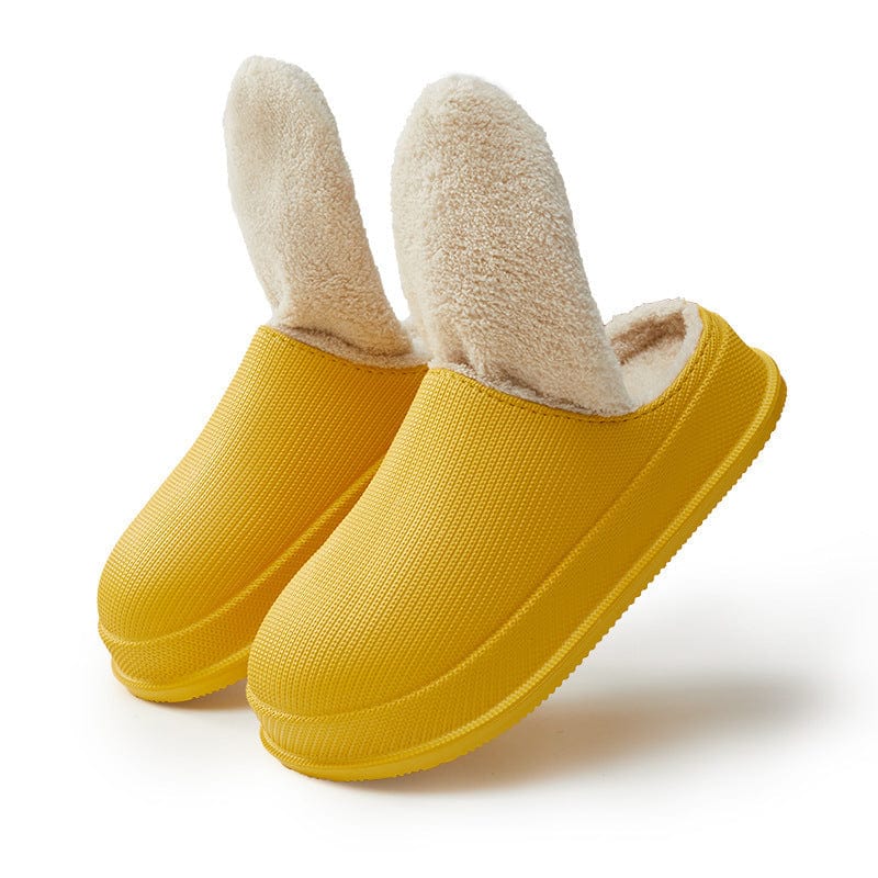 Men's And Women's Waterproof Warm Thick Bottom Non-slip Cotton Slippers shoes fashion novaa Yellow 35or36