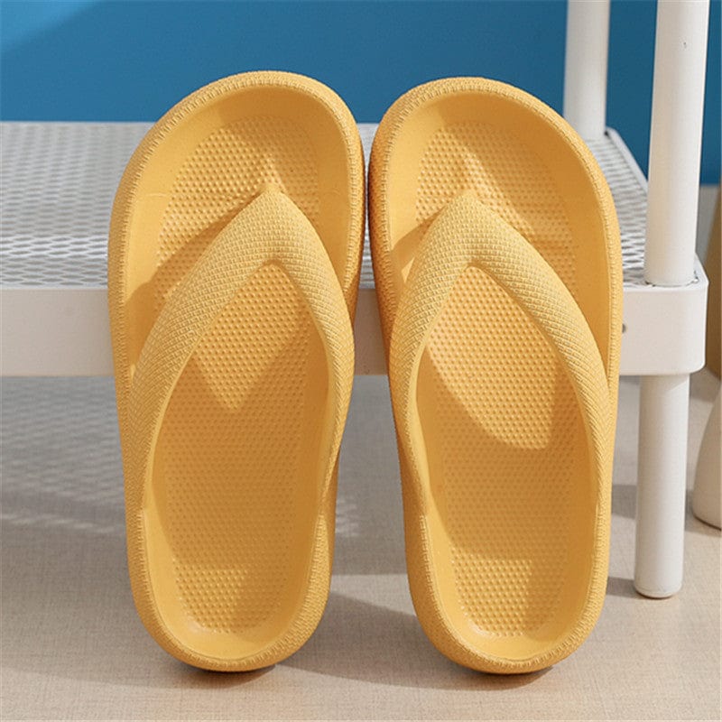 Clip Toe Shoes Eva Non-Slip Slippers Soft Sole Flip Flops Women Thick Bottom Bathroom Slides Summer shoes fashion novaa Yellow 36and37