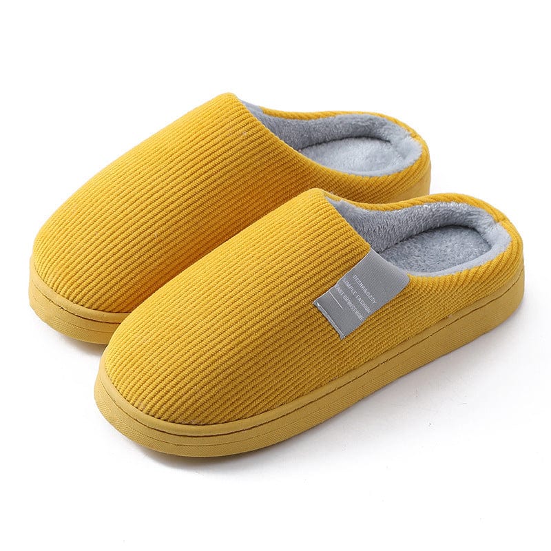 Indoor Corduroy Shoes Warm Plush Home Slipper Anti Slip Floor Bedroom Shoes Autumn Winter shoes fashion novaa Yellow 36to37