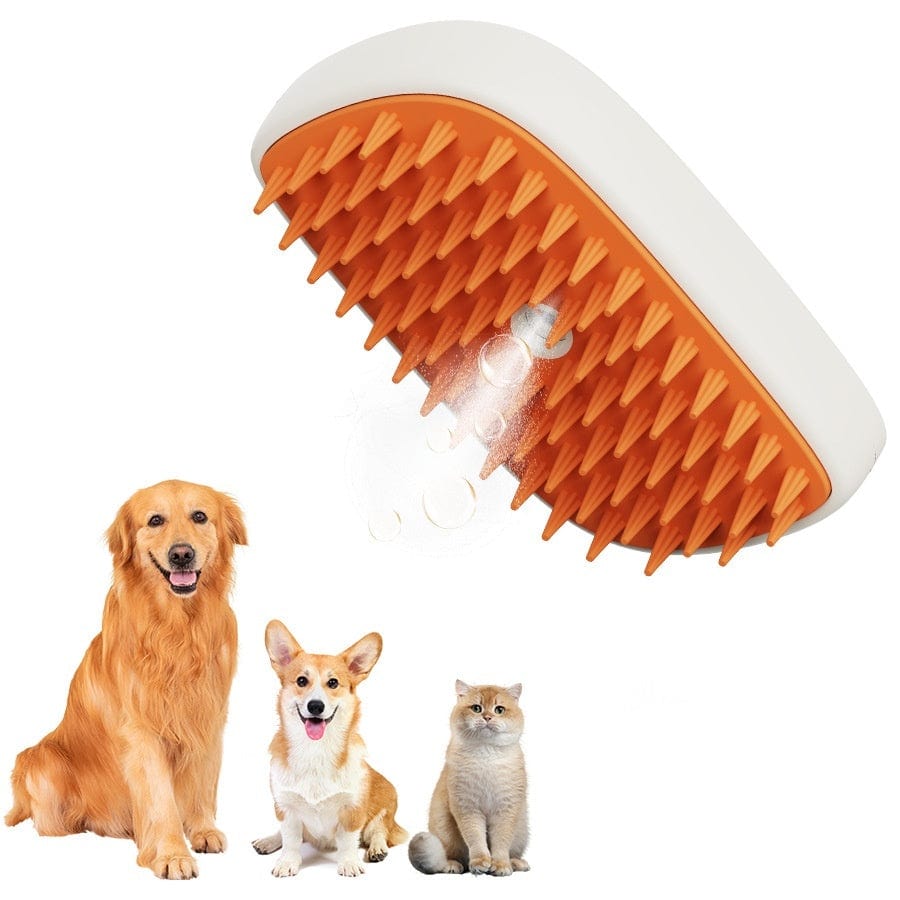 USB Rechargeable Pets Steam Brush Spray Massage Comb Pet Grooming Tools Cat Steam Comb Pet Products Trending Products Vismera 11.8x6.8x5.5CM White Orange