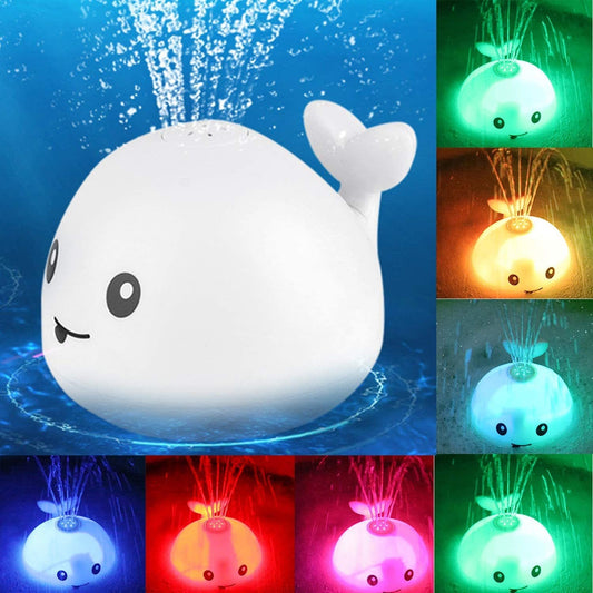 Baby Cute Cartoon Whale Floating Spraying Water Bath Toys With Light Music LED Light Baby Toys Trending Products fashion novaa