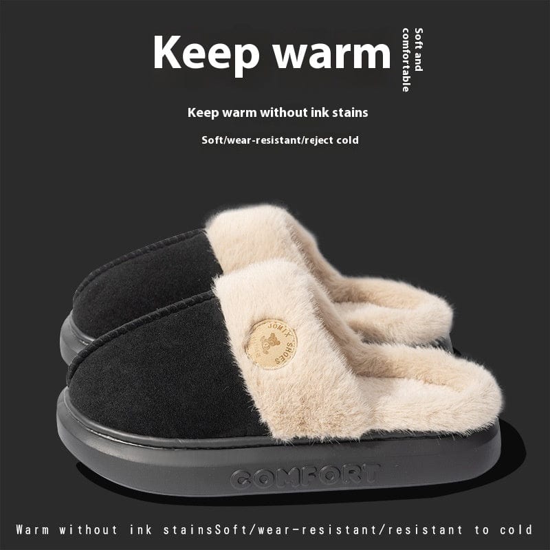 New Plush Slippers For Women Men Winter Warm Home Slipper Indoor Thick-soled Fleece Shoes Trending Products fashion novaa Black 40to41