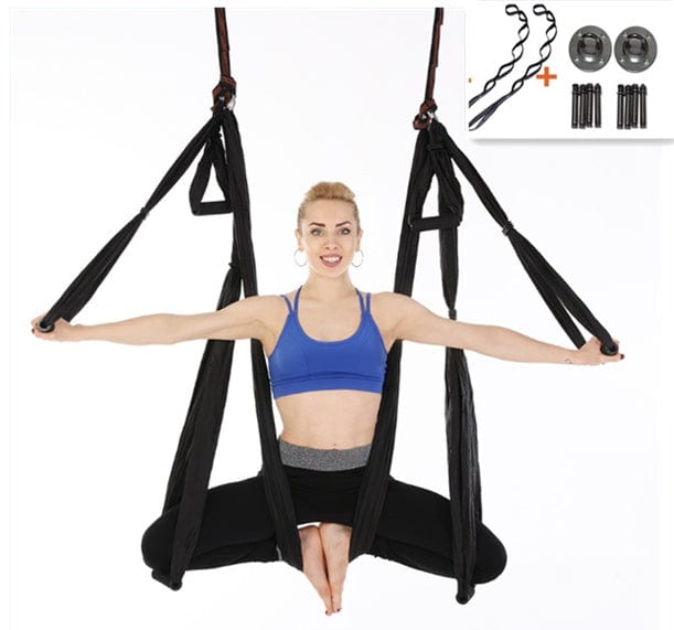 Anti Gravity Yoga Hammock Trending Products fashion novaa Black with Hangers straps