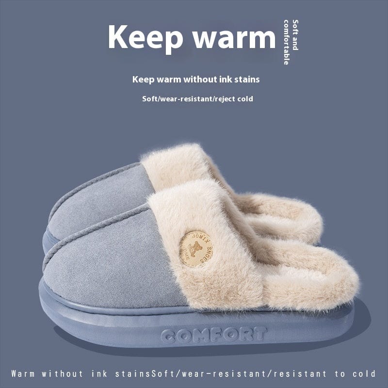 New Plush Slippers For Women Men Winter Warm Home Slipper Indoor Thick-soled Fleece Shoes Trending Products fashion novaa Blue 40to41