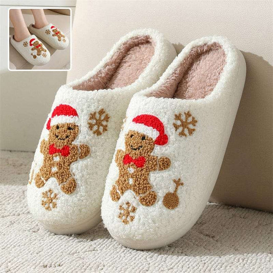 Christmas Snowflake Gingerbread Slippers Winter Indoor Non-slip Floor Bedroom Fuzzy House Shoes For Women Home Slippers Trending Products fashion novaa