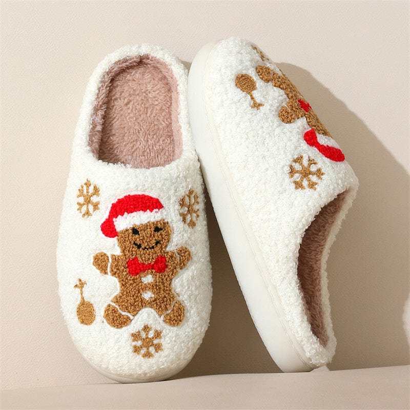 Christmas Snowflake Gingerbread Slippers Winter Indoor Non-slip Floor Bedroom Fuzzy House Shoes For Women Home Slippers Trending Products fashion novaa