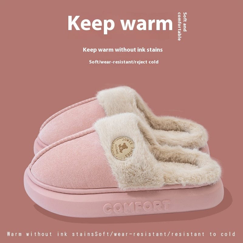 New Plush Slippers For Women Men Winter Warm Home Slipper Indoor Thick-soled Fleece Shoes Trending Products fashion novaa Pink 36to37